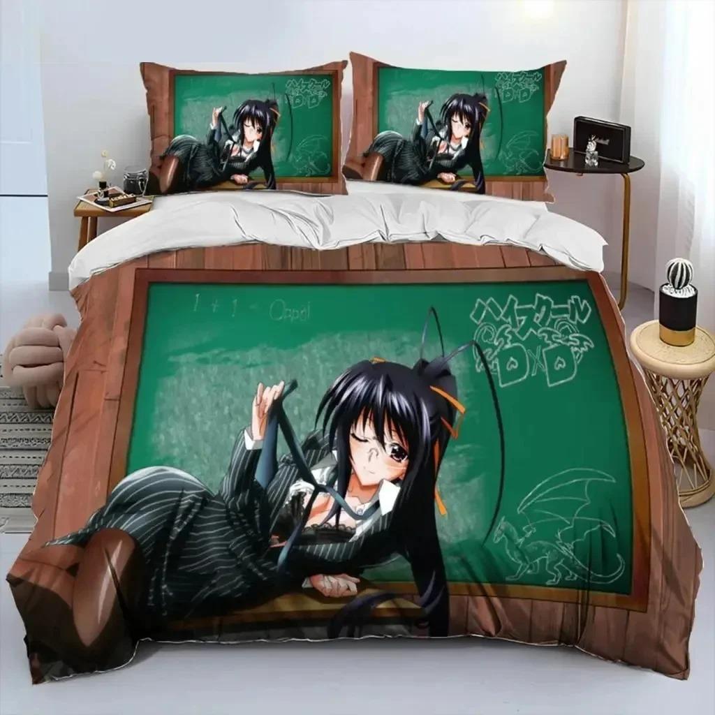 Anime High School DxD Sexy Rias Ložní souprava Chlapci Dívky Twin Queen Size Povlak na přikrývku Povlak na polštář Postel Děti Dospělí Domácí textil