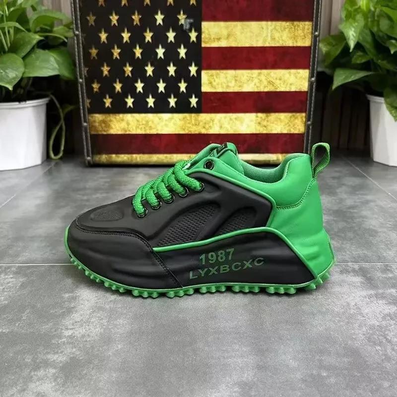 

Мужские дизайнерские кроссовки Chunky Sneaker, модные повседневные туфли из натуральной воловьей кожи с увеличенной внутренней платформой 38