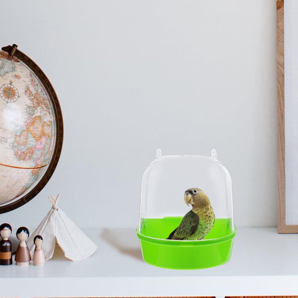 Bird Bath Covered for Small Birds Parrots Canary Cage Bathtub Plastic Semi Transparent Bath Shower Bowls Covered for Birds