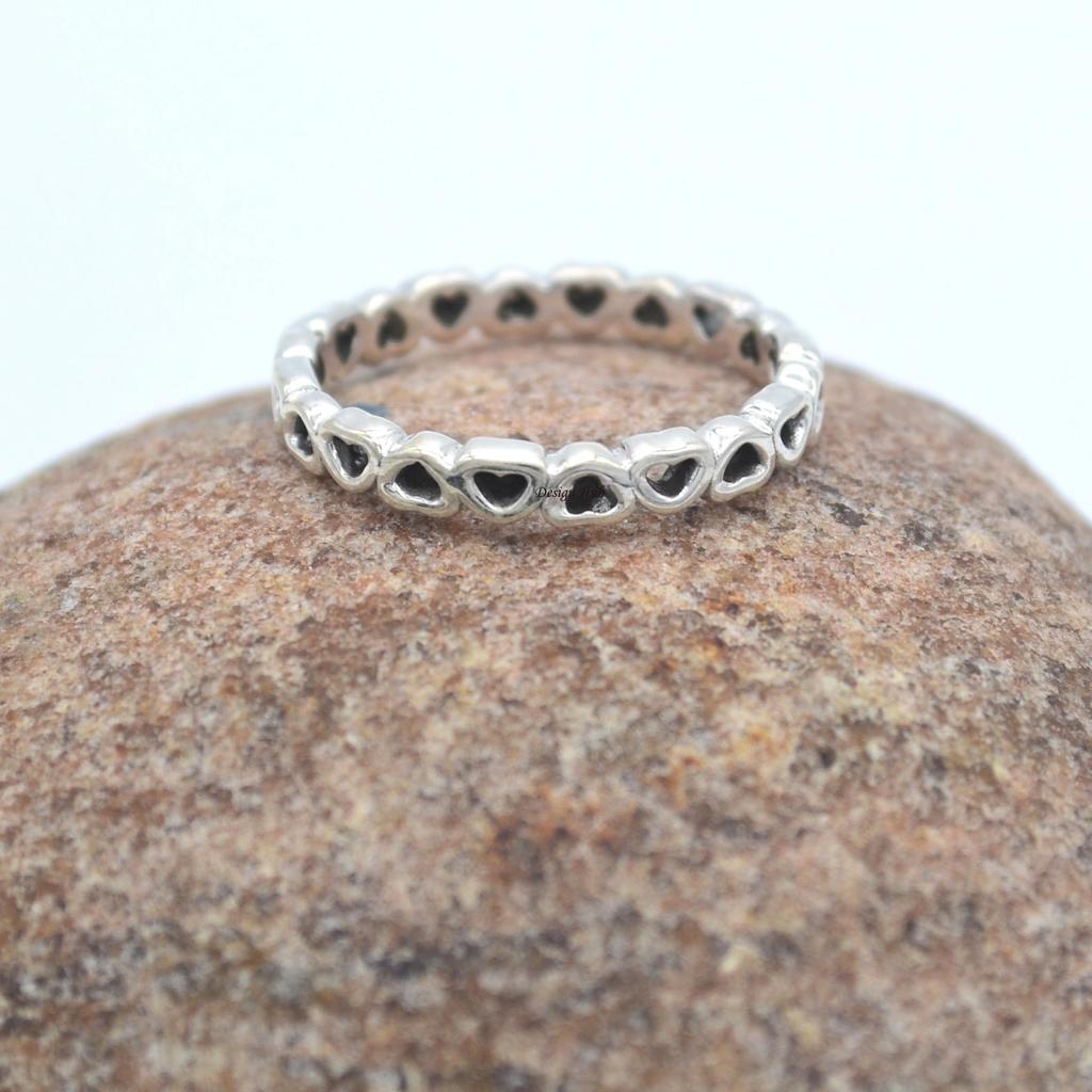 Handgemachter silberner Herz-Ring für Weihnachtsgeschenk 925er Sterlingsilber-Schmuck Statement-Ring