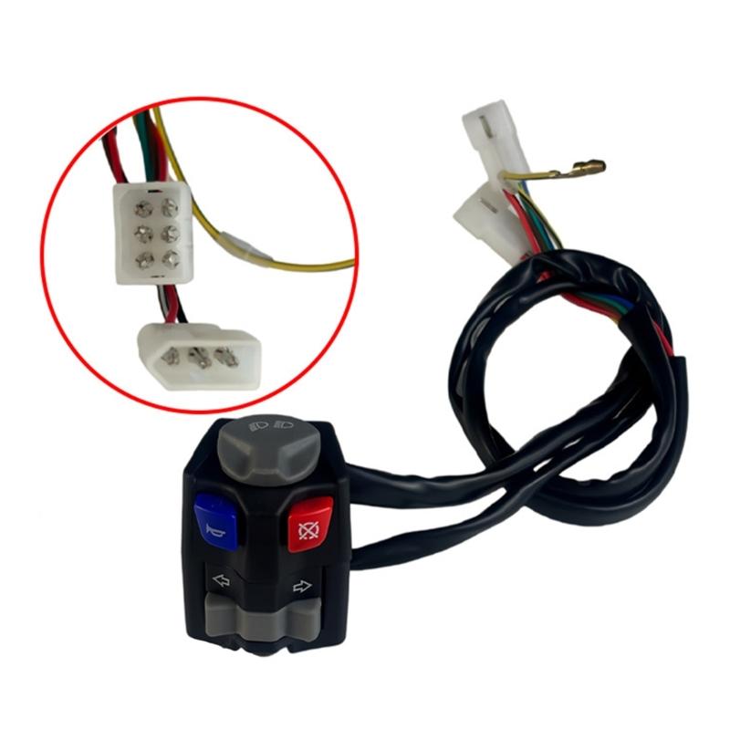 Handlebar Motorcycle Control Switches Assembly for Horn and Turn Signal Use, Replacement Part with Harness
