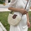 Handwoven Saddle Bag Hollow-out Beach Crossbody Purse Lightweight Summer Vacation Shoulder Bag Women Boho Small Zipper Handbag