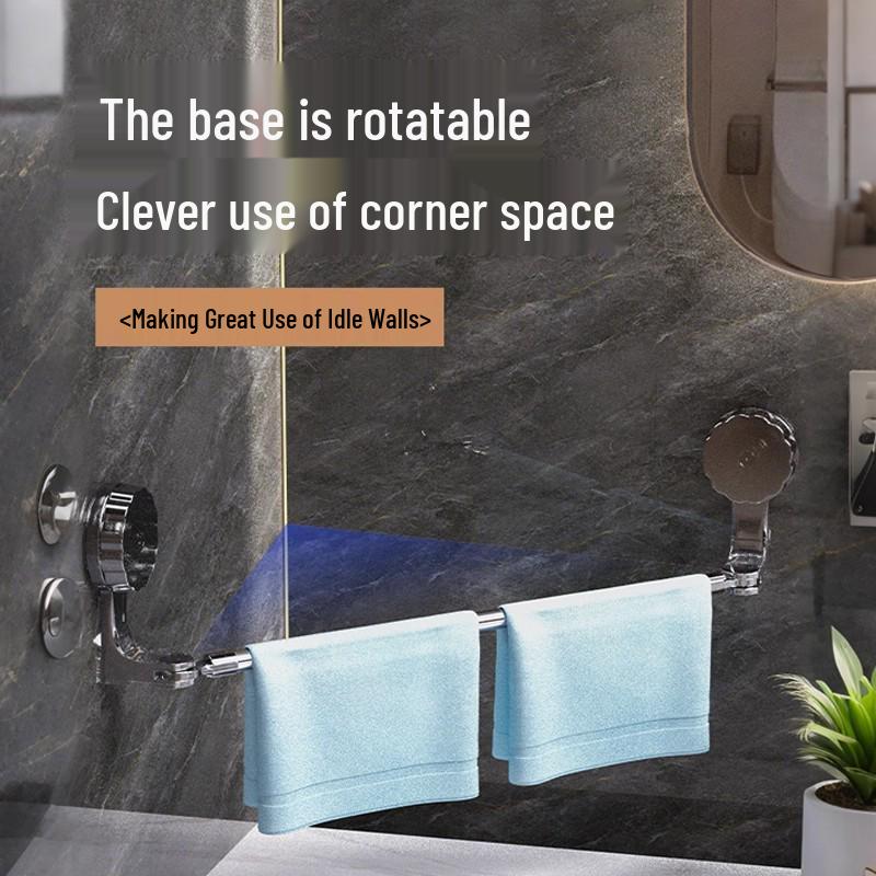 Rotating Mop & Towel Rack with Suction Cups - No Drill Multi-Rod Wall-Mounted Storage Solution