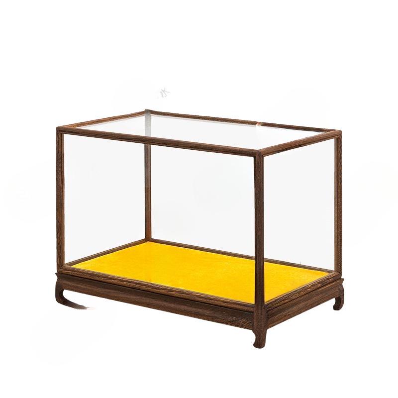 Rosewood Glass Treasure Cage for Guanyin and Buddha Statues – Custom Dustproof Display Box Ornament