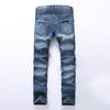 Men Casual Biker Denim Jeans Stretch Solid Regular Male Street Pant Vintage Youth Trousers Large Size