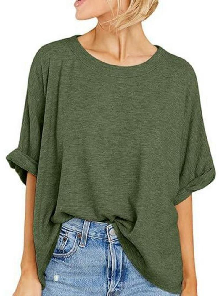 

2024 Женские повседневные футболки с коротким рукавом большого размера S армия зеленый