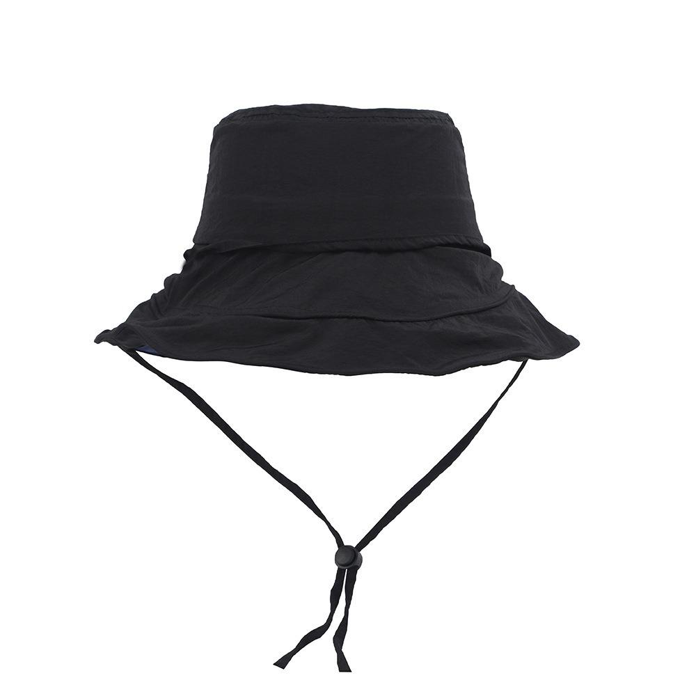 Pleasantly Cool Sunshade Bucket Hat Windproof Rope Foldable Basin Cap  Travel