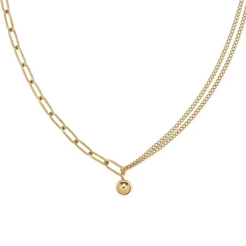 Elegante Titanstahl-Perlenketten-Halskette - Nicht verblassend, Schlichtes High-End-Design für Damen
