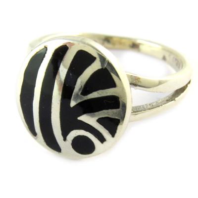 Silver Onyx 'Print' Ring