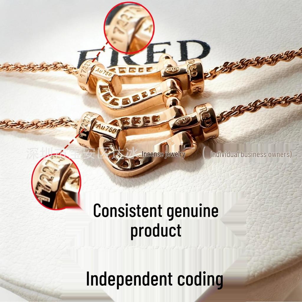 V Gold Rose Gold Full Diamond Horseshoe Bracelet and 8-Shaped Necklace Set