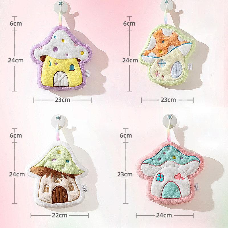 1Pc, Soft And Absorbent Coral Fleece Mushroom Hand Towel For Home, Kitchen, And Bathroom Use, Tea Towel