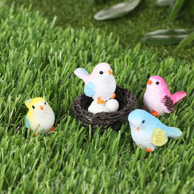 Bunte Miniatur-Harzvogel-Figuren Feengarten Dekorative Mini-Skulpturen Mikrolandschaft Puppenhaus Bonsai-Landschaft Vogel