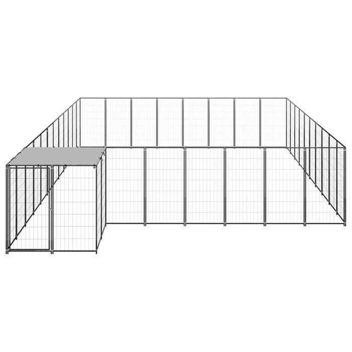 VidaXL Chenil Noir 25,41 m² Acier Enclos pour Chiots Cage Chiens Extérieur 3082229