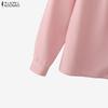 ZANZEA Blusa Casual da Donna con Scollo a V e Maniche Lunghe Larghe