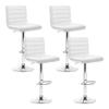 Benches Bar Stools Artiss Set Of 4 Pu Leather Lined Pattern Bar Stools White And Chrome