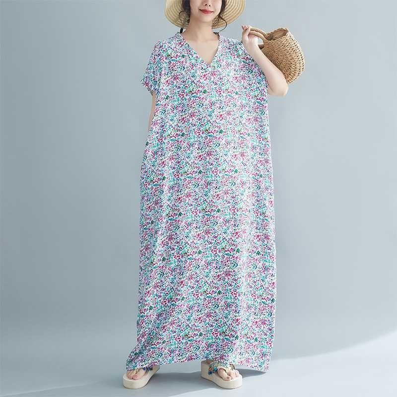The Real Order Is In Stock, and The New Bohemian Loose Large Size V-neck Cotton Silk Robe Dress In Summer.