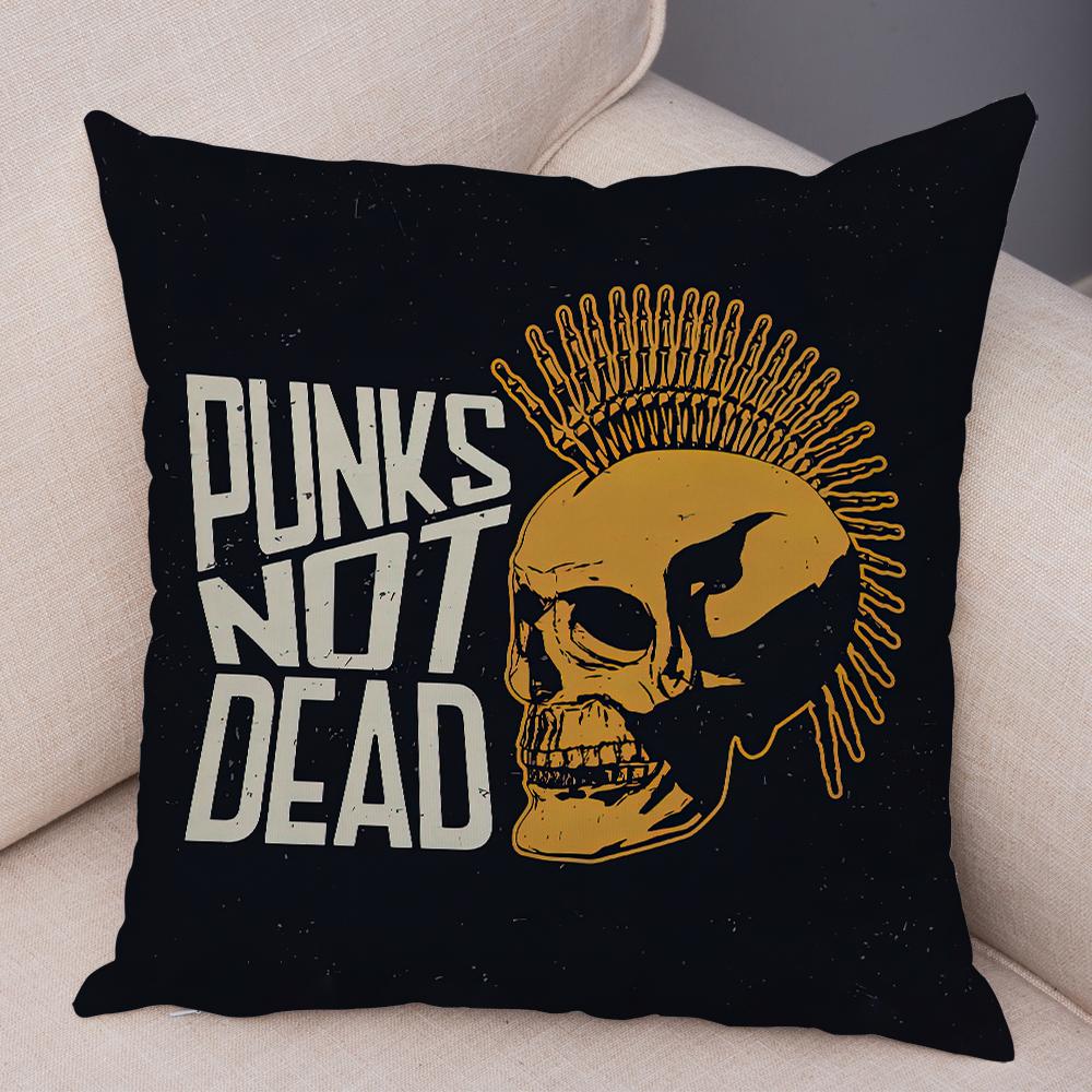 Punk Skull Graphic Cushion Cover Double Sided Living Room Bedroom Decor Pillow Case