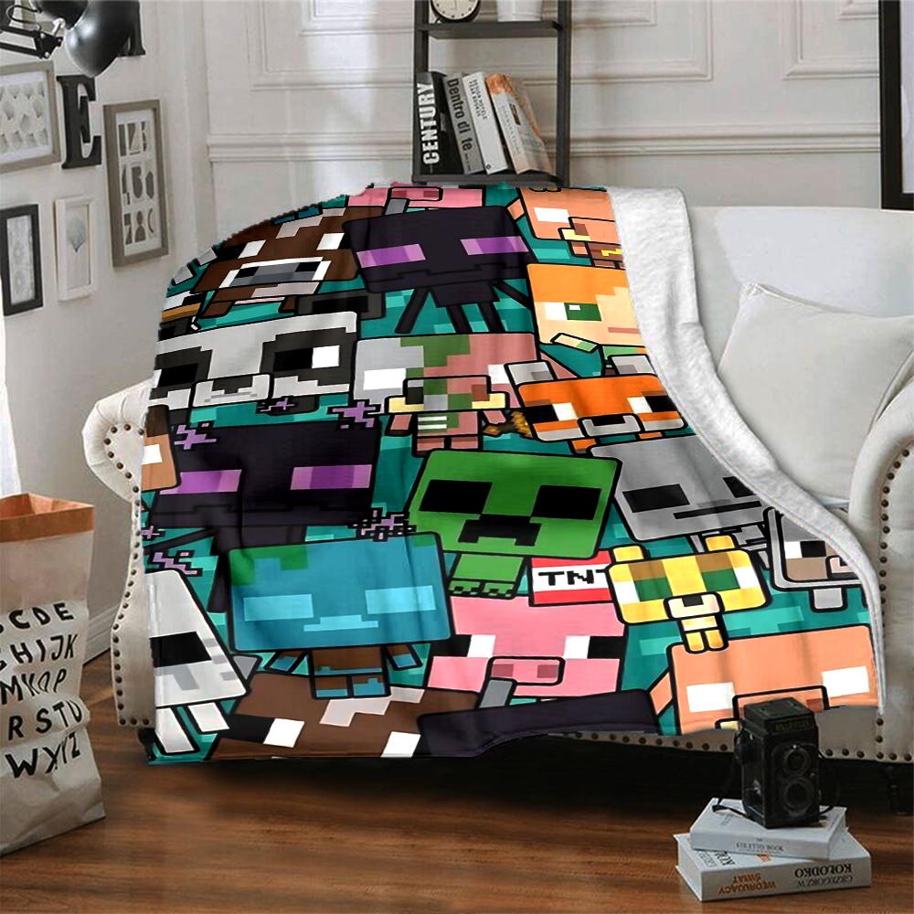 Minecraft Pixel Characters Blanket Soft Throw Blanket For Home Bedroom Bed Sofa Travel Office Solid Christmas Blanket