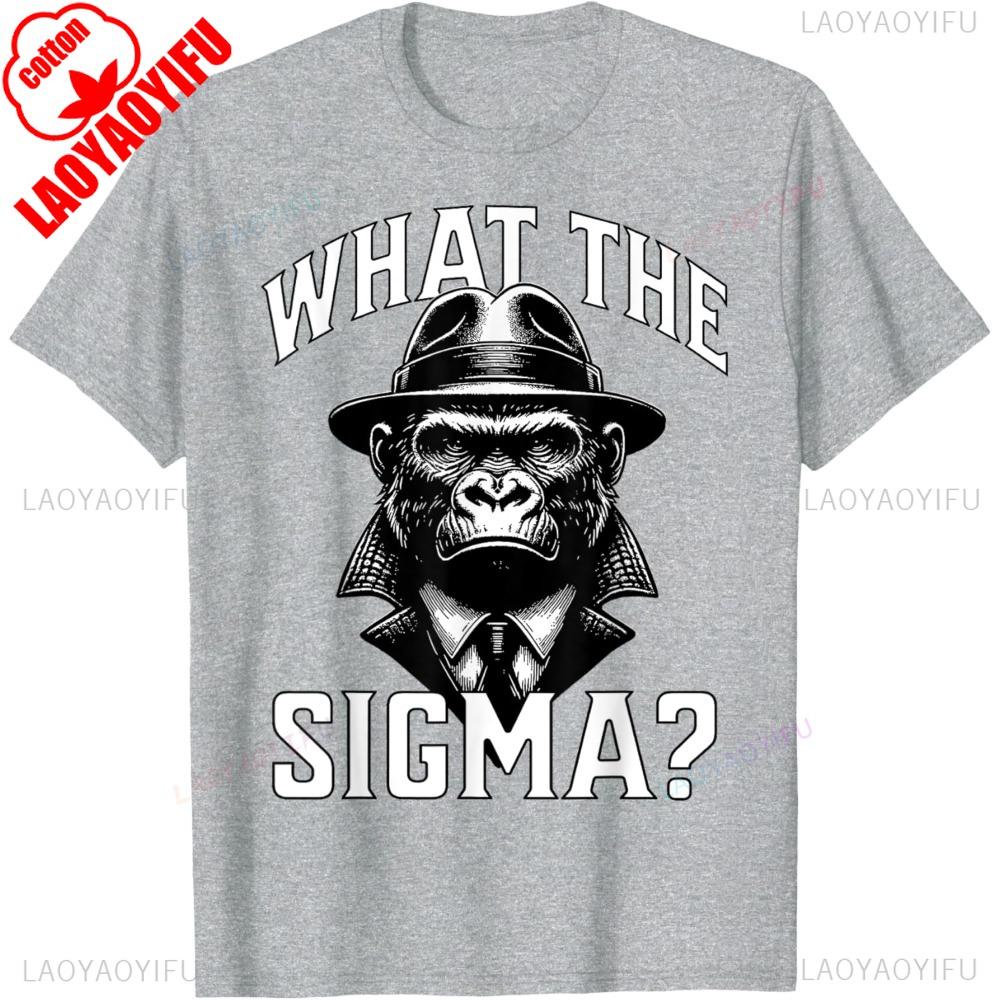 WHAT THE SIGMA TShirt Gentleman Gorilla Graphic Printed Tshirt Men Funny Summer Casual Daily Life Crewneck Cotton Short Sleeve