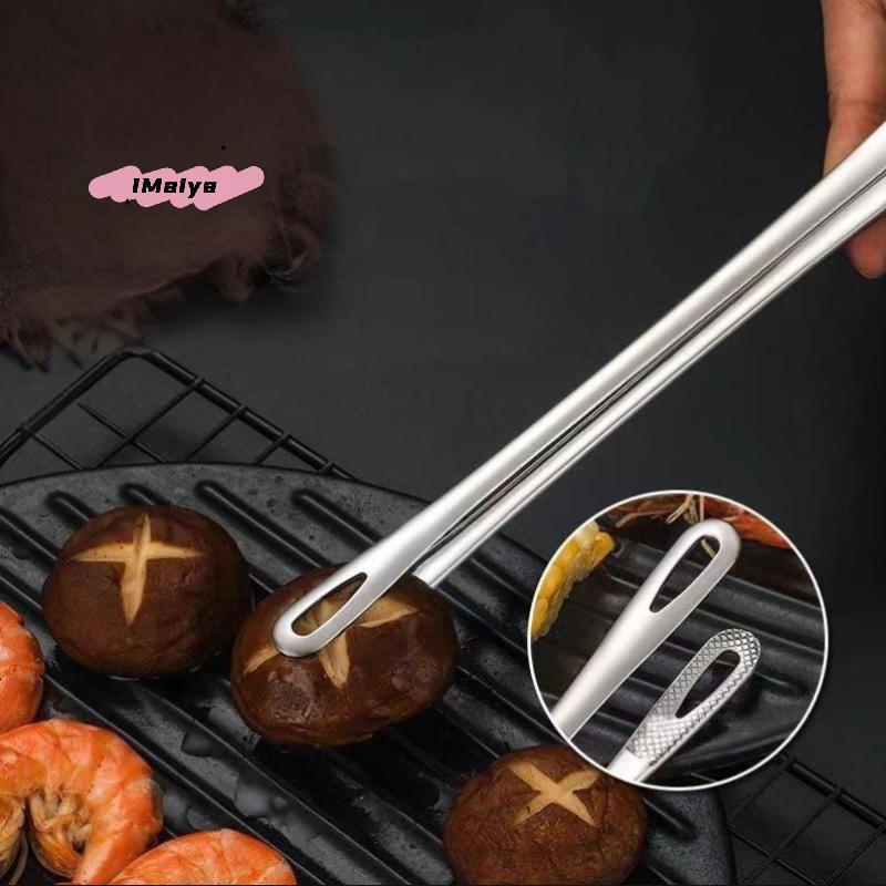 Verlängerte Edelstahl-Grillzange für den Heim- und Grillgebrauch - Haushalts-Lebensmittelzange zum Kochen und Grillen