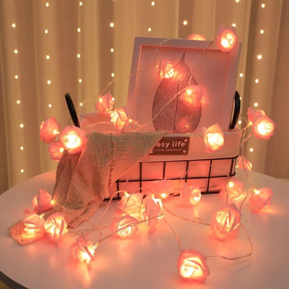 Battery Operated Outdoor Lamp Rose String Light Flower Fairy Light Light String Wedding Decoration