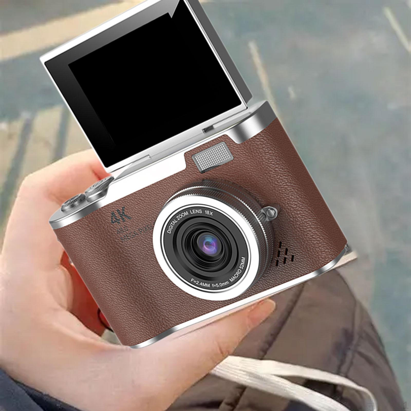 

4K Digital Camera 180° Flip Screen 2.4 inch 720P/1080P Compact 8x Zoom for коричневий