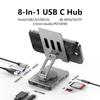 Rotating Aluminum Phone Hub 8 in 1 USB C Docking Station 5Gbps 100W PD Charging Foldable Stand for Multiple Devices
