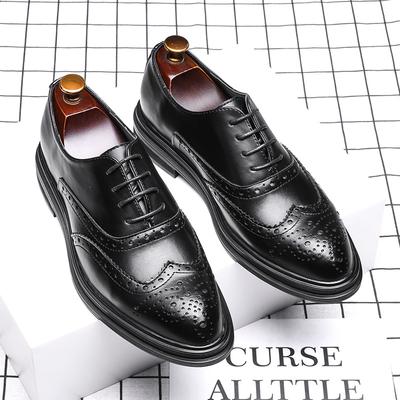 Spring New Product Business Dress Leather Shoes Men'S Lace-Up Leather Shoes British Brock Engraved Men'S Shoes 3019-R