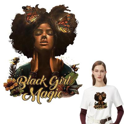 Black Girl Iron On Paches Artesanato DIY Roupas Adesivos Calor Pressão Aplicada Parches Ropa Diy Acessórios Patch Transfer