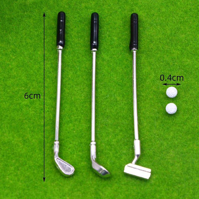 New 1 Set Miniature Golf Clubs Small Golf Kit Dollhouse Mini Decorative Golf Club Model Toy Scene Prop Diy Accessories