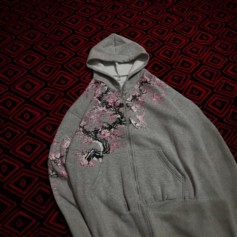 Mens Oversized Hooded Open-Front Sweatshirt With 3D Print Loose Fit Streetwear Casual Top
