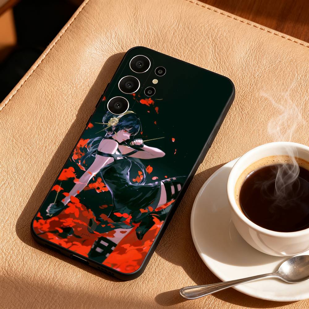 Cool Y-Yor F-Forger Anime Phone Case For Samsung S26,S25,24,23,22,30,21,10,9,Ultra,Plus,Lite,Black Soft Case