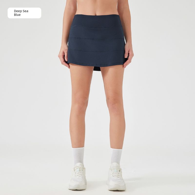 Foreign Trade New Sports Short Dress Women Summer Ice Feeling Quick-Drying Breathable Fake Two Pieces Anti-exposure Yoga Skirt Fitness Tennis Skirt