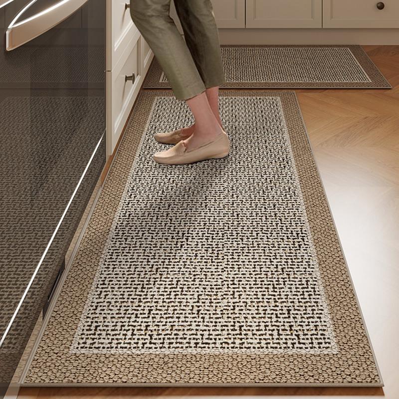 Mat For Kitchen Runner Rug Set Water-Absorbing Non-Slip Floor Mats Long Carpet Brown Imitation Linen Home Decoration Rugs