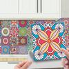 24 Uds pegatinas de azulejos Mandala Retro colorido impermeable resistente al calor autoadhesivo película para azulejos pared