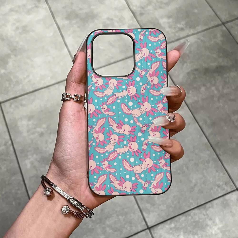 Cartoon Axolotl Cute For IPhone 17 16 15 14 13 12 11 Pro Max Plus Pro Corrugated Shockproof Matte Phone Cover
