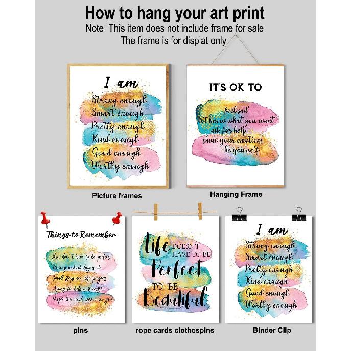 MTL HOE Encouraging Self Improvement Motivational Sayings Art Posters, Piring Positive Affirmations Quotes Wall Decor, Uplifting Gifts For Women Teen