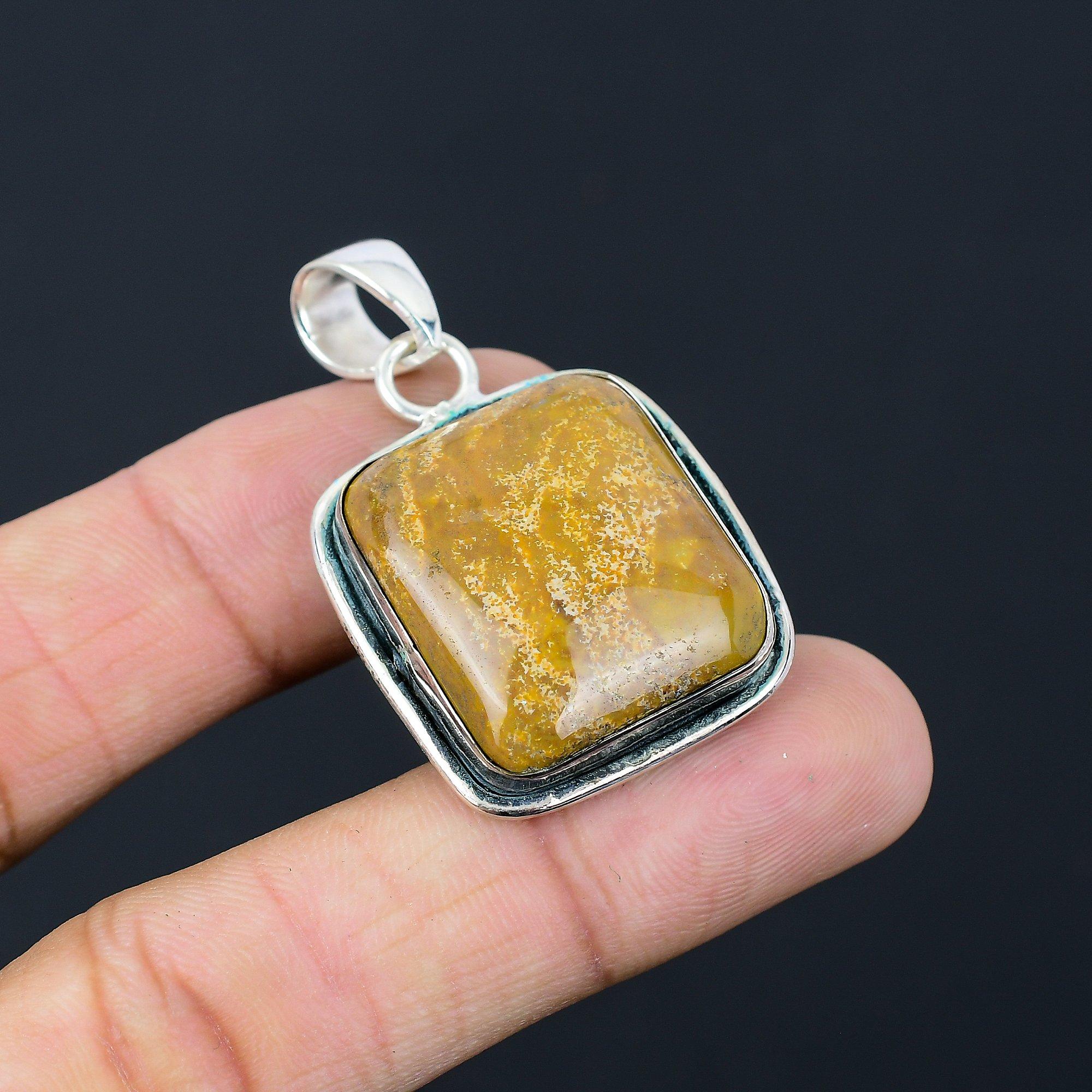 Friendship Day Deal Radiant Ocean Jasper Stone Sterling Silver Pendant Jewelry