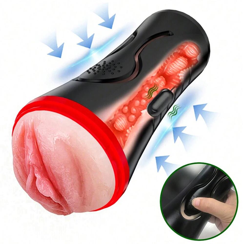 Male Electric Masturbator Sexual Stimulation Sex Toy Realistic Texture with Vibrating Vagina Squeeze Pouch Vagina Plump Soft and Juicy Toys