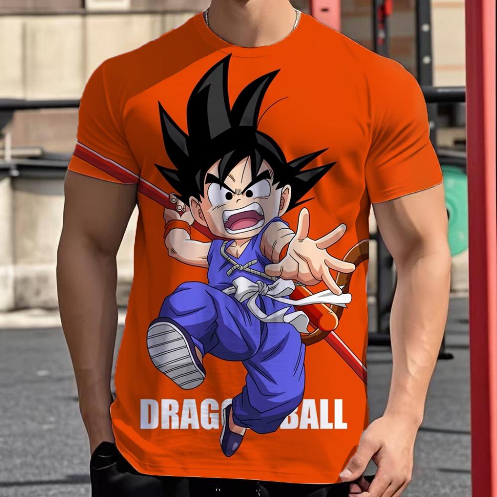 2025 New Fashion Dragon Ball 3D  Summer Short Sleeve O-Neck Goku Vegeta Men's Casual Shirt Boys