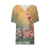 Women's T Shirt Tee Print Button Short Sleeve Daily Weekend Fashion Basic V- Neck Regular Top