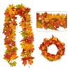 171CM Autumn Artificial Maple Leaf Wreath Fake Leaf Plant Vine Home Decor Garden Halloween Wall Outdoor Doors Windows Decoration