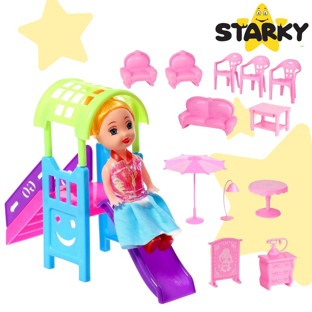 Dollhouse furniture accessories set 129 pcs villa pink gift for a girl