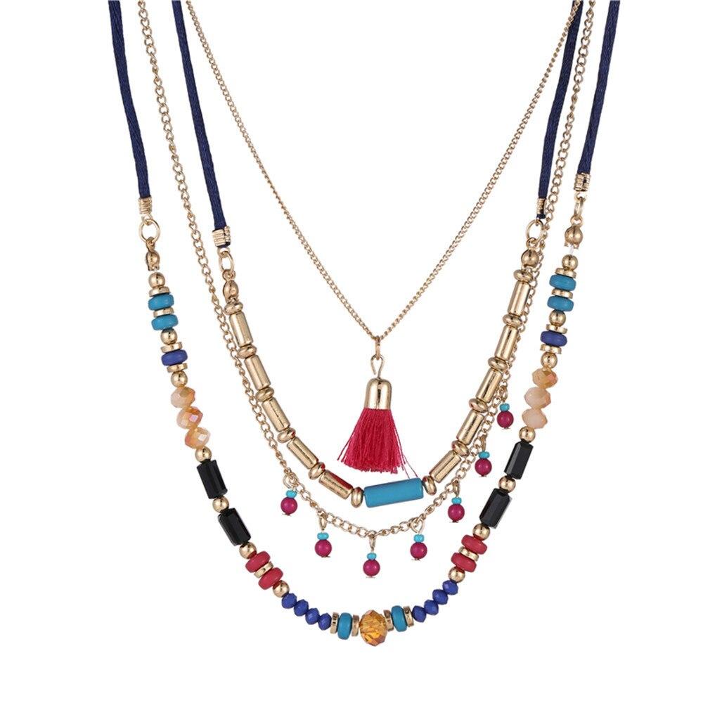 

Bohemian Multilayer Handmade Colorful Beads Chain Pendant Necklaces For Women Girls Accessories Fashion Wedding Jewelry Gifts