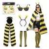 2026 Halloween Bee Cosplay Costume Set with Wings, Cloak, Headband, and Glasses for Adults & Children