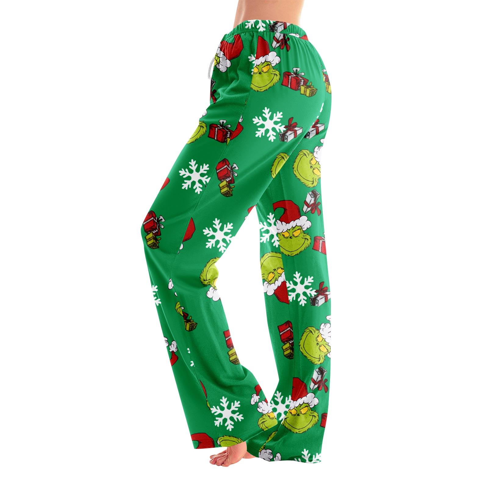 

Пижамные брюки Домашняя одежда Повседневные Брюки на кулиске с эластичной талией Удобные Прямые Брюки для йоги Свободные L зелёный