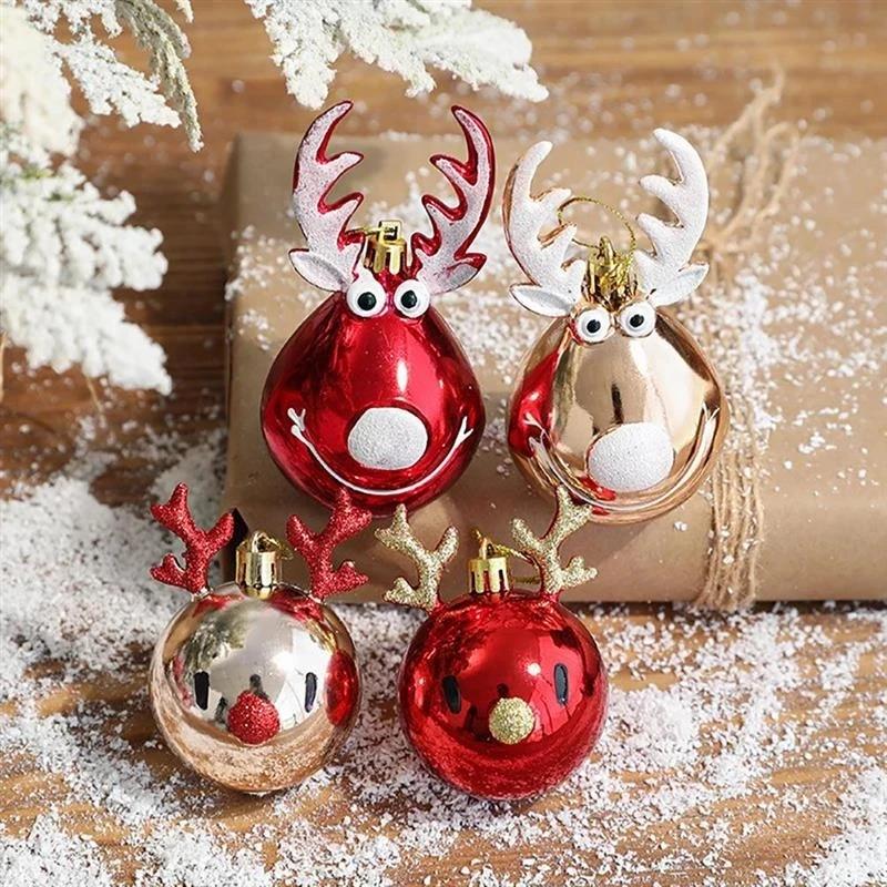 Navidad 2pcs Elk Christmas Balls Ornaments Xmas 1Tree Hanging Bauble Pendant  Christmas Decorations New Year Party Navidad 2026
