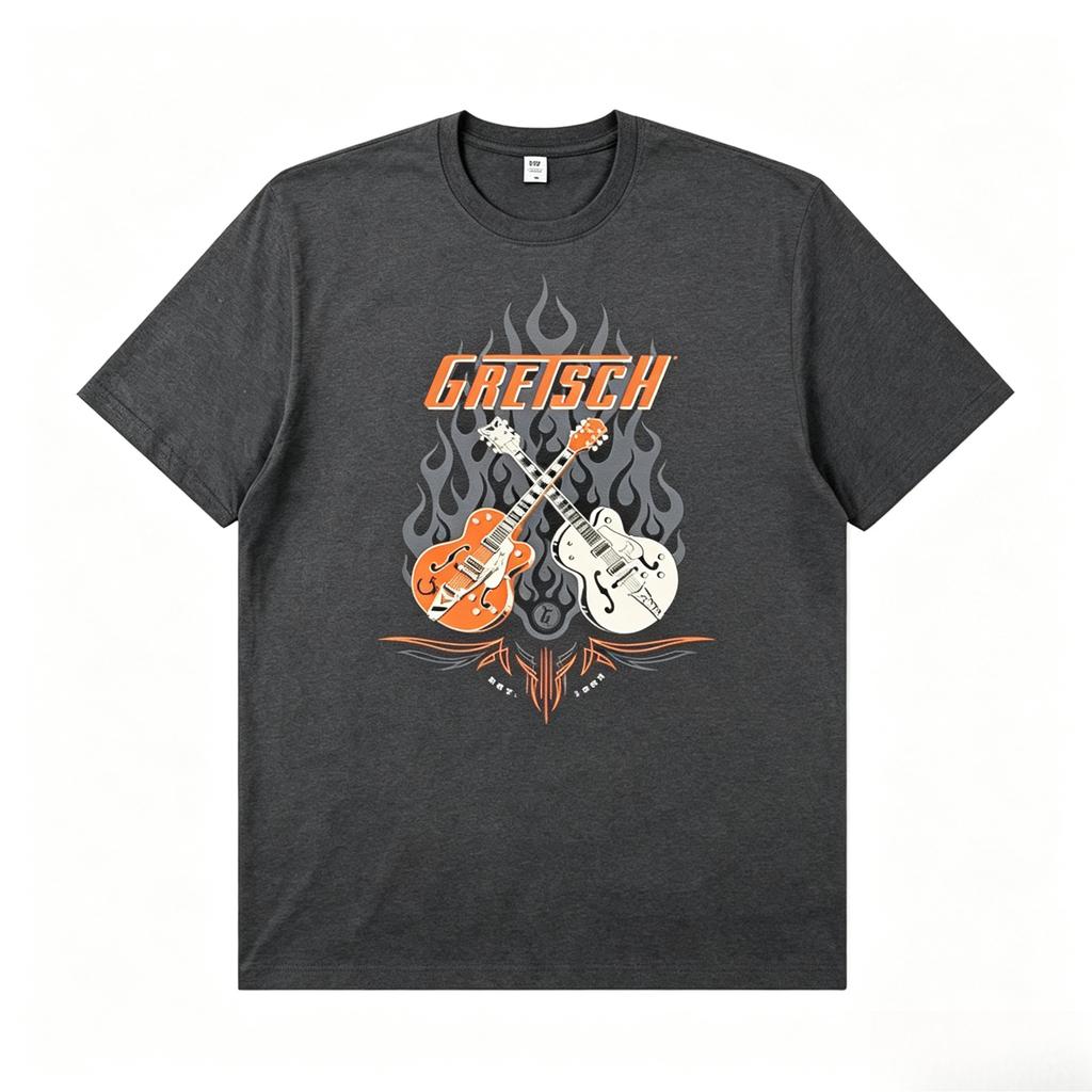 Gretsch Electric Guitar Instruunisext Peripheral Tshirt Rock Band Lead Singer Practice Costume Casual Unisex 2026 Summer New Tshirt