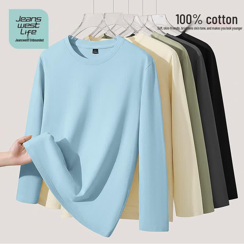 JEANSWEST LIFE Men's Heavyweight Cotton Long Sleeve T-Shirt