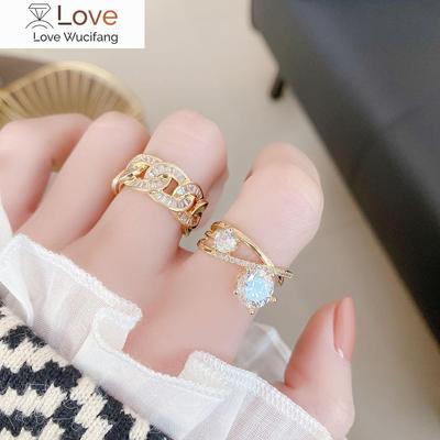 Korea  Fashion Jewelry 14K Gold Plating AAA Zircon Luxury Shiny Ring Elegant Women's Opening Adjustable Wedding Party Ring